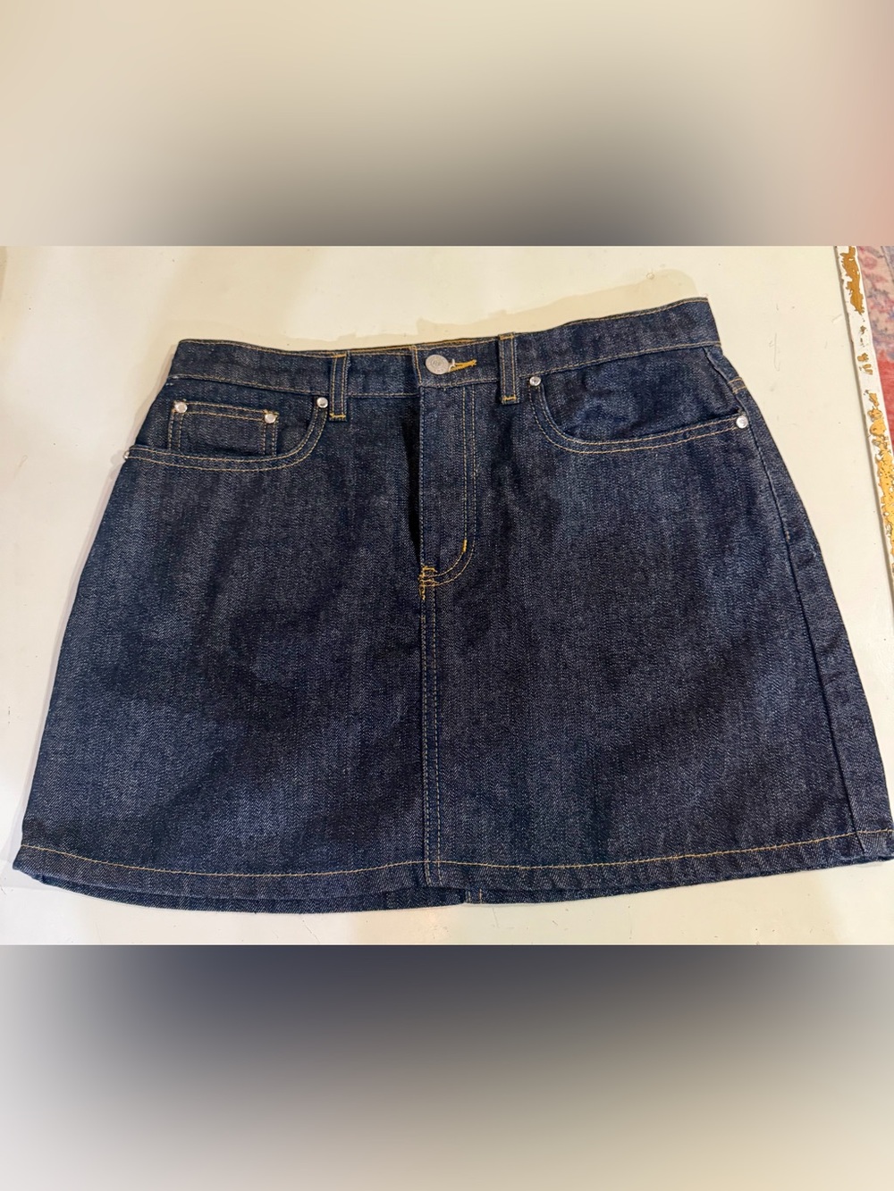 Vintage Polo Jeans Co Ralph Lauren Rhinestone Denim Mini Skirt Size 6 Y2K